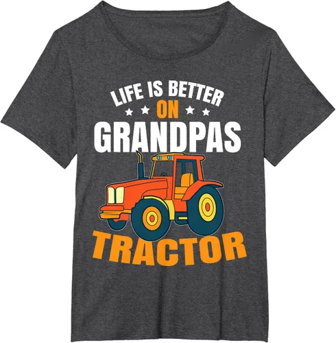 Vista 23 de Life Is Better On Grandpas Tractor Kids Farm Tractor Boy Camiseta, Negro