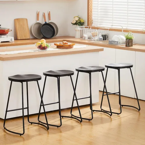 Vista 18 de HeuGah Juego de 2 taburetes de bar, taburetes de bar de 26" de altura de mostrador con pata de metal, taburetes de bar rústicos sin respaldo