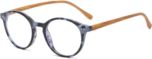 Vista 10 de Gleyemor Blue Light Glasses for Men Women, Vintage Round Frame Eyeglasses Leopardo