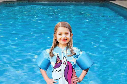 Vista 5 de Poolmaster Camiseta de natación para piscina, chaleco de natación con flotadores de brazo