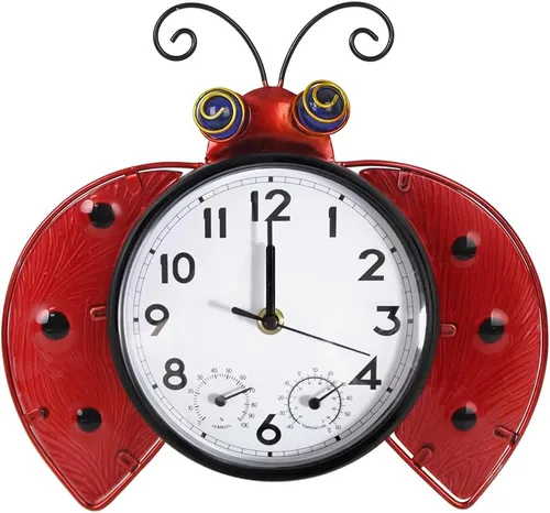 Vista 12 de Reloj de pared grande de 15 pulgadas, reloj de pared con termómetro y humedad, silencioso, sin tictac, impermeable, para patio, sala de estar, cocina