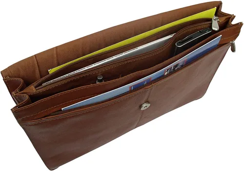 Vista 3 de Piel Leather Cartera de solapa de tres secciones, Saddle, Cartera de solapa de tres secciones