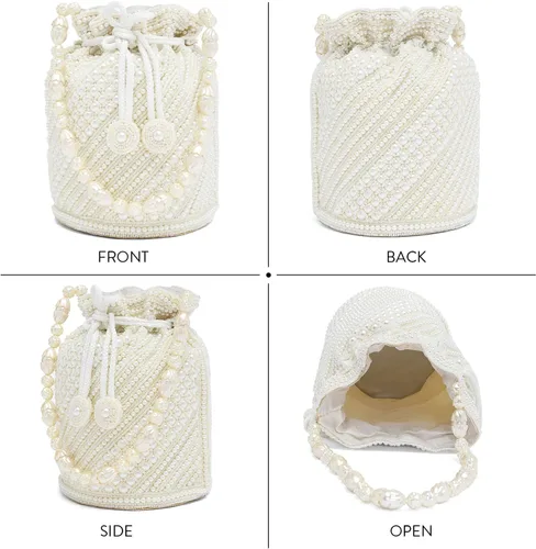 Vista 5 de Aheli Bags Gift for Women Evening Bag Clutch Ethnic Bride Purse with Drawstring