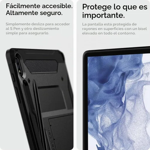 Vista 6 de Spigen Funda rígida rígida para Galaxy Tab S8+ Plus/S7+ Plus (2020), Tough Armor Pro con soporte y soporte integrado para S Pen, protección de doble