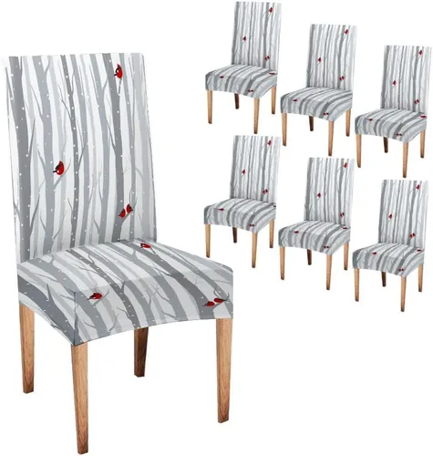 Vista 190 de CAPSCEOLL Christmas Dining Chair Covers,Snowflakes Festive Winter Pattern Stretch Chair Covers for Dining Room Set of 2 Washable Spandex Parson