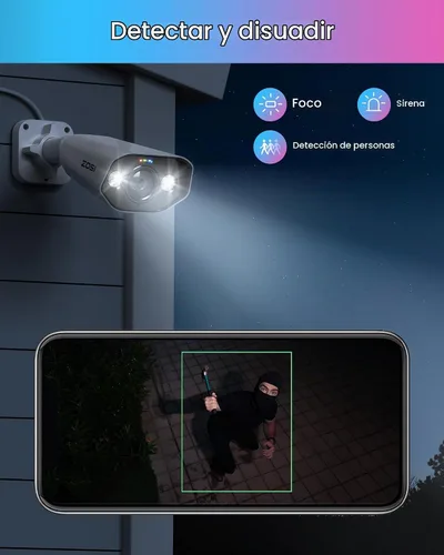 Vista 5 de ZOSI 4K PoE Cámara complementaria, 8MP Metal Bullet Cam, Detección