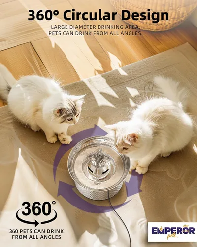 Vista 2 de Bomba de repuesto para fuente de agua para gatos Fuente de agua para gatos de acero inoxidable de 108 oz/3.2 L para gatos en el interior, fuente