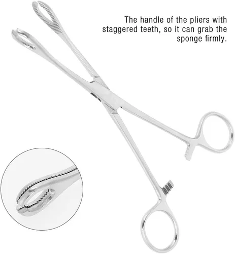 Vista 6 de Alicates profesionales de acero inoxidable 316L para oreja, labio, ombligo, nariz, lengua, tabique, pinza de esponja