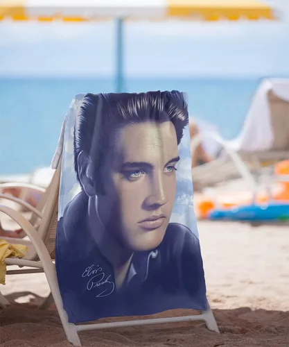 Vista 2 de Trevco Elvis Presley Big Portrait - Toalla de playa con licencia oficial de 30 x 60 pulgadas