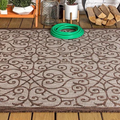 Vista 5 de Eyely BMS107B-28 Santa Monica Madrid - Alfombra clásica con textura de filigrana para interiores y exteriores, dormitorio, cocina, patio trasero