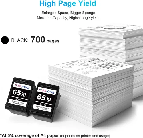 Vista 4 de Cartucho de tinta remanufacturado de repuesto para impresora HP 65 XL HP 65 tinta HP65 65XL cartucho de tinta negra para impresora HP 3755 3752 2655