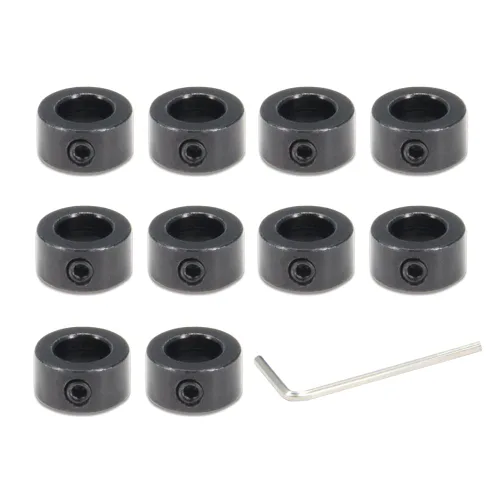 Vista 4 de 10 piezas de collar de bloqueo de eje de 0.197 in Collar de bloqueo de eje T5 Anillo de bloqueo de tornillo de plomo para piezas CNC (0.197 in-Plata)
