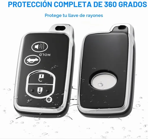 Vista 3 de Funda para llavero Flensent con llavero para Toyota Camry Avalon Corolla Highlander Prius RAV4 Venza (Negro)