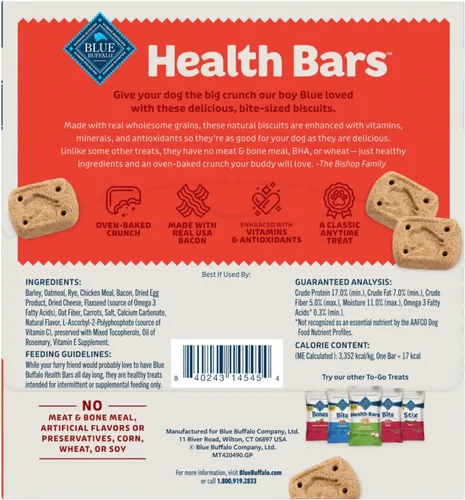 Vista 2 de Blue Buffalo Health Bars - Mini galletas para perros con huevo y queso