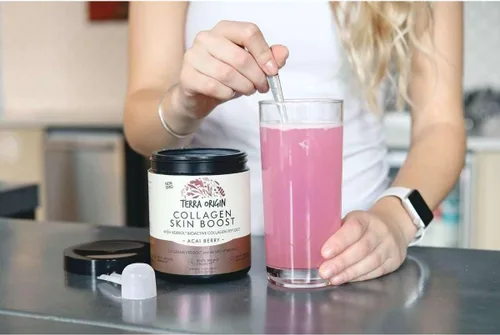 Vista 4 de TERRA ORIGIN Polvo de péptido hidrolizado con colágeno Apoya la piel, el cabello y las uñas saludables con verisol y vitamina C para mujeres