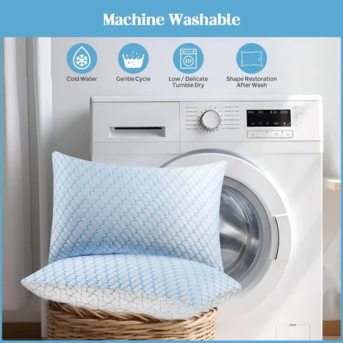 Vista 5 de Bafode Juego de 2 almohadas de espuma viscoelástica tamaño King, paquete de 2 almohadas de espuma viscoelástica trituradas para dormir, 20 x 36