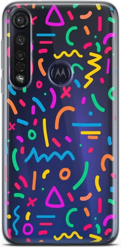 Vista 12 de Mertak Funda para teléfono compatible con Motorola Edge + Moto G9 G8 Plus G7 Play Power Z4 Flexible Gold Design Stars Cover Girl Light Women Slim