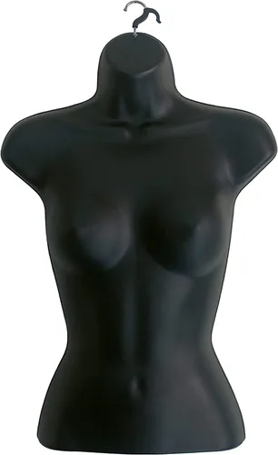 Vista 7 de Juego de maniquí negro macho + hembra con espalda hueca con soporte acrílico con poste de metal, tamaños S-M (10)