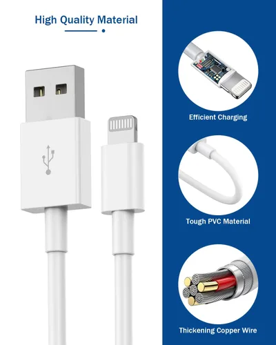 Vista 7 de Cargador de iPhone, [Certificado MFi de Apple] i Cargador de teléfono, paquete de 2 cables Lightning de 3 pies, cable de carga para teléfono
