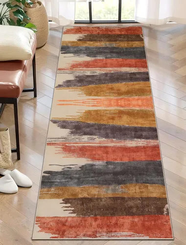 Vista 53 de Ciicool Alfombra moderna abstracta de 2 x 3 pulgadas, lavable, pequeña, antideslizante, de pelo bajo, alfombra de entrada plegable para cocina