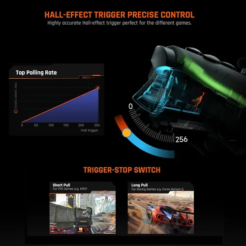 Vista 6 de PC Controller, BIGBIG WON Wireless Controller Motion Control, Hall Trigger, ALPS Joystick, 3.5mm Audio, Gaming Controller for PC