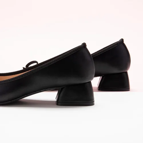 Vista 3 de C.Paravano Zapatos de tacón bajo con punta cuadrada para mujer Tacones gruesos con punta cerrada Zapatos de tacón bajo de cuero Zapatos de vestir