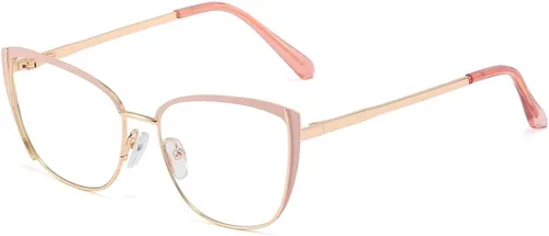 Vista 14 de Gafas de bloqueo de luz azul retro para mujer, marco de metal, gafas de ojo de gato