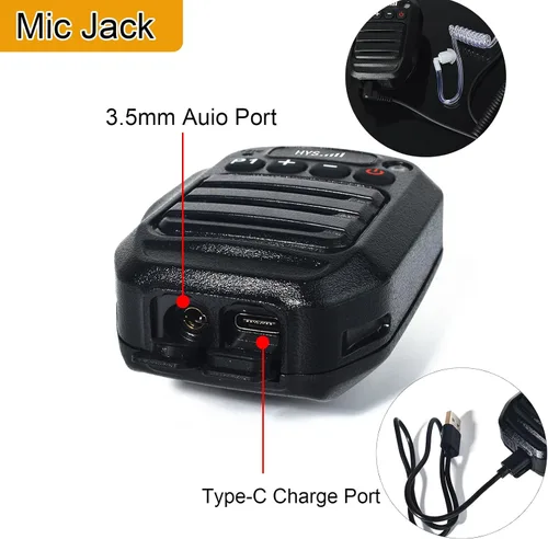 Vista 5 de HYS Micrófono Bluetooth para la aplicación Zello, micrófono inalámbrico con PTT - IP66 impermeable, carga tipo C, batería de 1000 mAh, tiempo