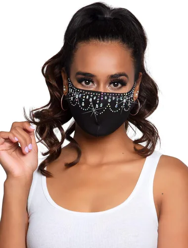 Vista 8 de Leg Avenue Mascarilla de moda con diamantes de imitación para mujer