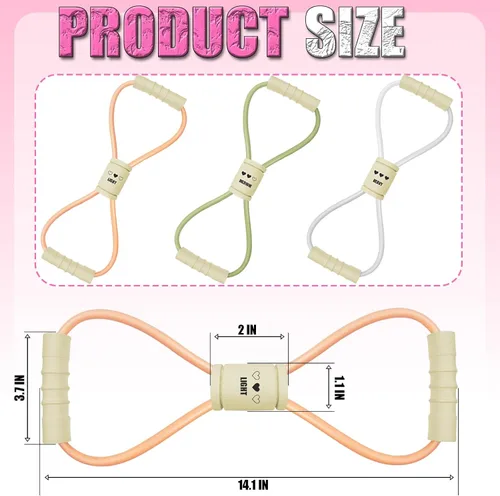 Vista 6 de Figura 8 Fitness Resistance - Juego de 3 bandas de tubo de ejercicio para brazos y hombros, asas antideslizantes elásticas, gimnasio en casa, yoga