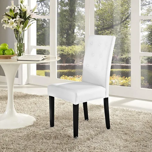 Vista 2 de Modway Confer - Silla Parsons tapizada de piel sintética moderna para cocina y comedor, color blanco