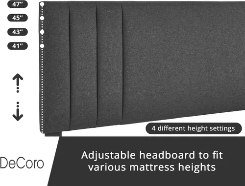 Vista 5 de Decoro Chicago Channel - Cama tapizada capitoné con diseño capitoné, color Gris oscuro