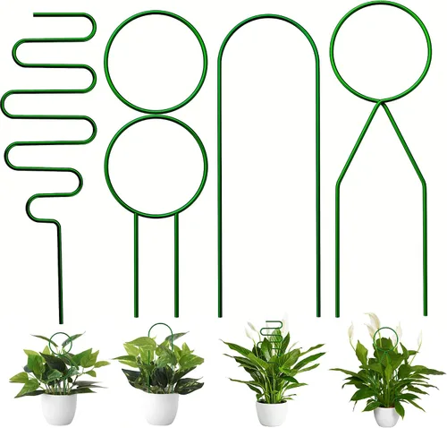 Vista 11 de 4 piezas de mini enrejado de metal para plantas en maceta, soporte de escalada para enredaderas Hoya (negro)