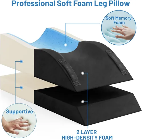 Vista 6 de TranquilRelax Almohadas de elevación de piernas, almohada de cuña para después de una cirugía o descanso, soporte de piernas de espuma viscoelástica