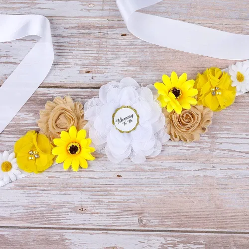 Vista 3 de Faja de maternidad de flores rosas Faja recién nacido Foto Prop Flower Girls Cinturón de diamantes de imitación de novia (F23)