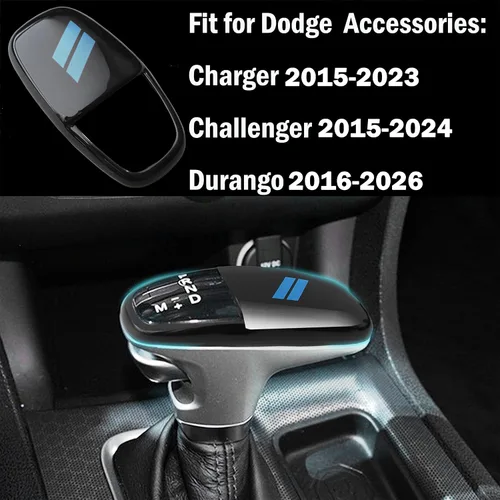 Vista 8 de Cubierta para cabeza de palanca de cambio para accesorios Dodge Charger 2015-2023 Challenger 2015-2024 Durango 2016-2025 2026, inserto