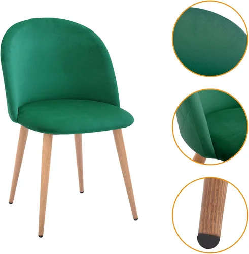Vista 6 de CangLong Mid Century - Juego de 2 sillas tapizadas de terciopelo para cocina, modernas, color verde, 1