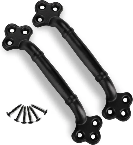 Vista 38 de Tirador Clásico de Puerta – Tirador de Acero Resistente para Portones, Puertas de Granero, Cercas Exteriores, Negro, 7 Pulgadas