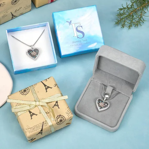 Vista 8 de Fanery Sue Heart Locket Necklace that Holds Pictures, Lockets Necklaces Customize Photo Pendant Picture Jewelry for Women