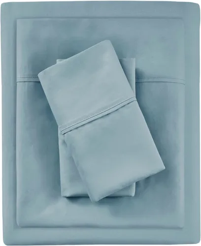 Vista 5 de Beautyrest Juego de sábanas de 1000 hilos, color sólido, bolsillo profundo elástico, para todas las estaciones, transpirable, HeiQ Smart Azul