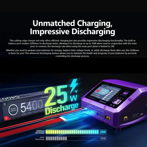 Vista 5 de Cargador inteligente multifunción GoolRC Q200neo AC/DC, cargador de batería Lipo