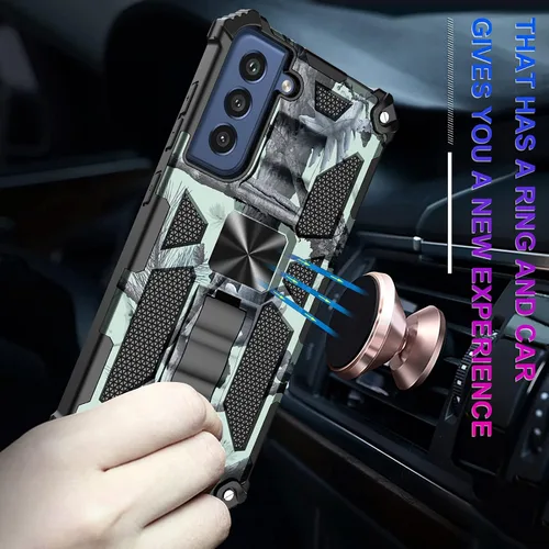 Vista 3 de Funda para Samsung Galaxy S21 (no compatible con S21 Plus), funda de camuflaje militar con protección de grado militar, probada en caídas y función