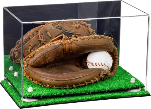 Vista 85 de Better Display Cases Vitrina de guantes de béisbol de acrílico transparente con elevadores negros (A011/V16)