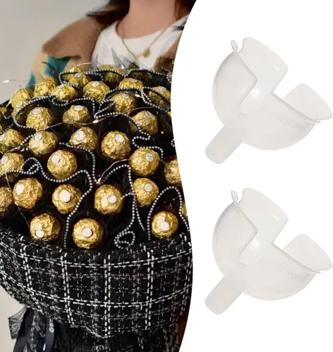 Vista 6 de Beavorty 60 piezas de soporte de chocolate transparente para taza de caramelo, base de ramo de chocolate, bandeja de chocolate redonda de plástico