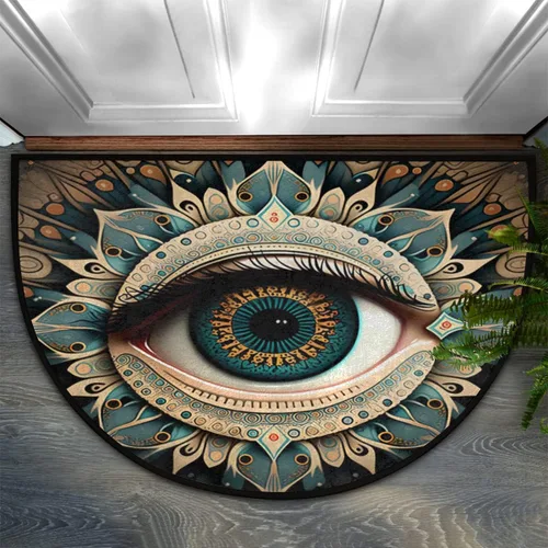 Vista 9 de Felpudo Semicircular de Animales Libélula Boho Lavable Tapete Semicírculo Antideslizante Absorbente Alfombras de Media Luna para Entrada