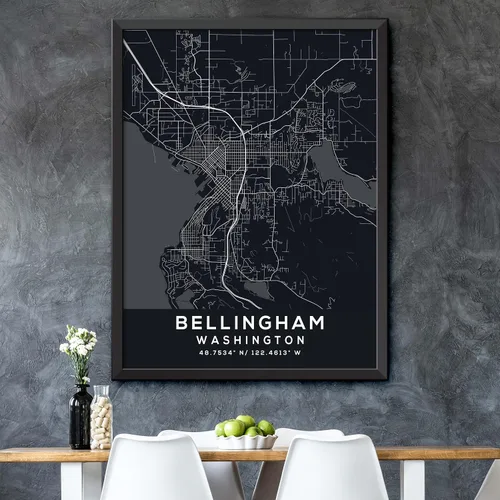 Vista 5 de Map of Bellingham, Washington, Evening (8x10)
