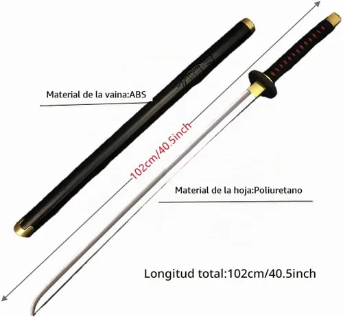 Vista 2 de damdos Espada Katanoa de 40 pulgadas para Halloween, espada de arma de cosplay, espada Rorono de goma sintética, espadas samurái, regalos