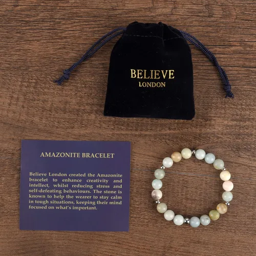 Vista 2 de Believe London - Pulsera de piedras preciosas para curación de chakras cristal de ansiedad piedra natural para hombres y mujeres alivio del estrés
