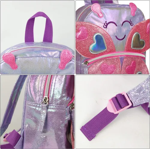 Vista 6 de Mochila para niños pequeños mochila mágica impermeable con bonitos animales para niños y niñas de 1 a 6 años Púrpura claro S-Butterfly Mochilas