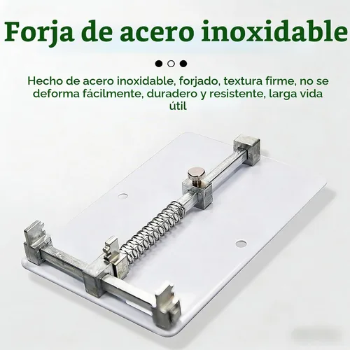 Vista 3 de MAGIKON Soporte para PCB, abrazadera de metal blanco ajustable para soldadura